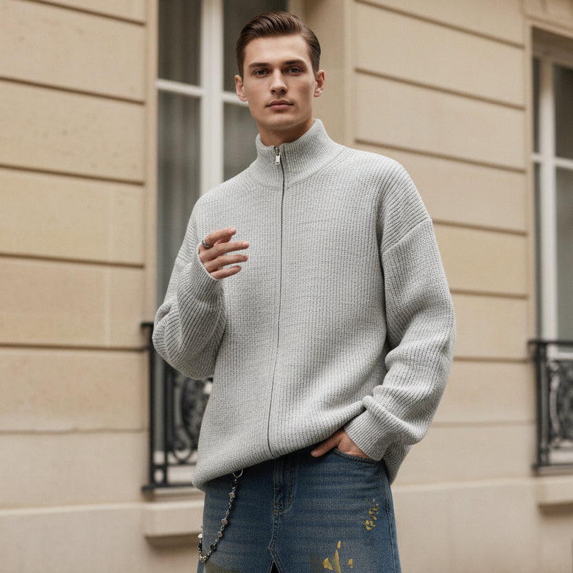 Knit Jacket with Zip-Up Front