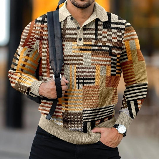 Montroy / Long-Sleeve Printed Polo Shirt