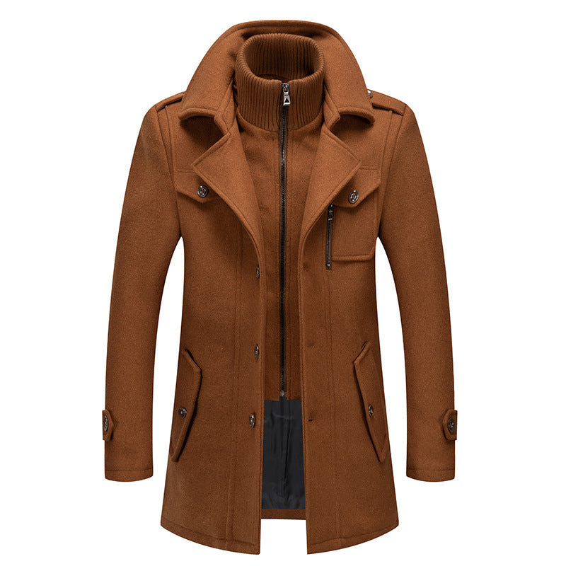 Rivault / Double-Collar Wool Coat Tailored Business Outerwear for Autumn & Winter