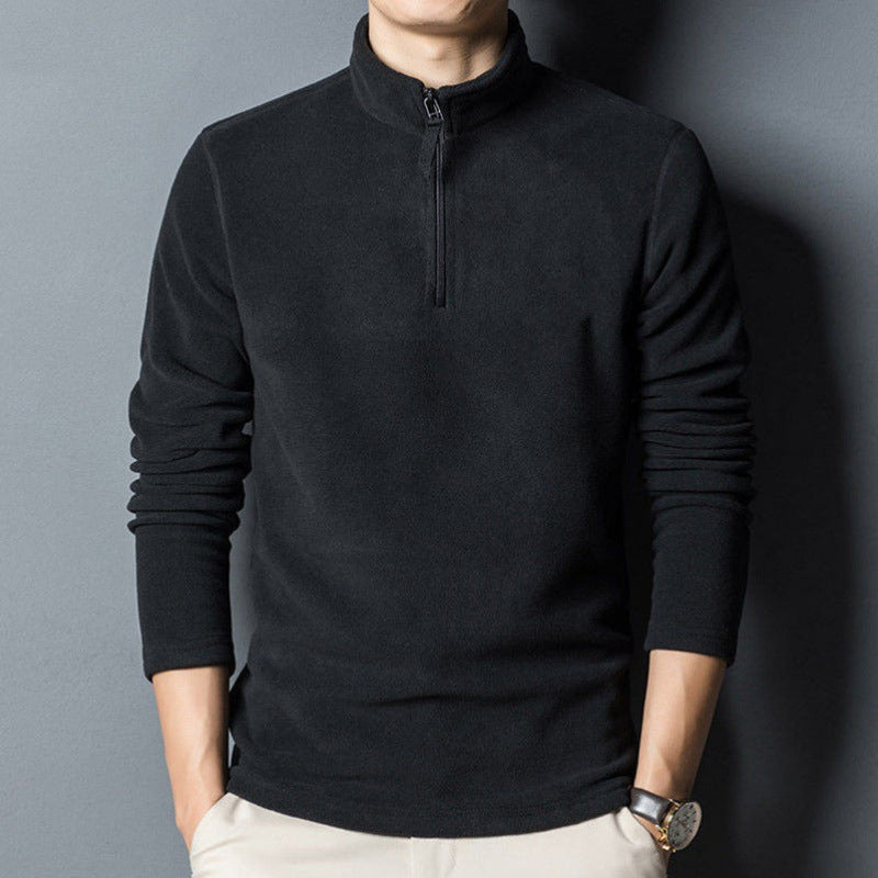 Men's Quarter Zip Fleece Top, Stand Collar Lightweight Base Layer Pullover