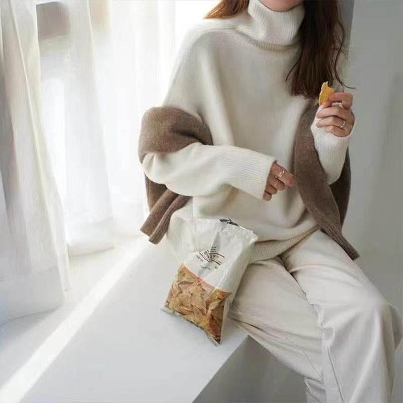 Iliana / Relaxed Knit Turtleneck Sweater High-Neck Pullover