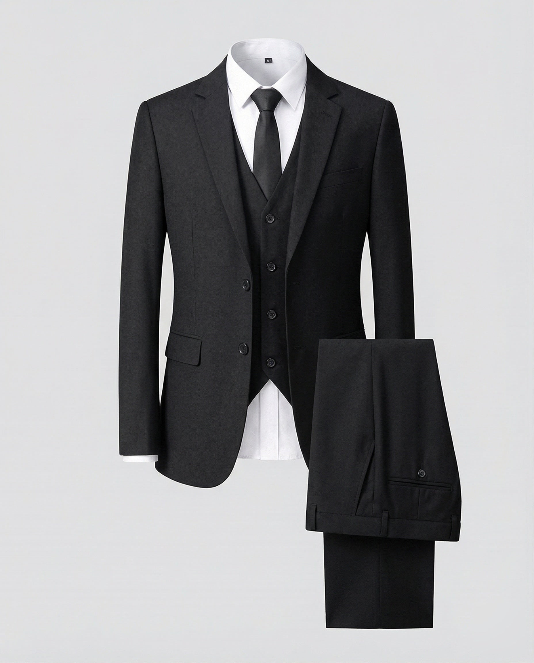 Men's Three Piece Suit Woven Fabric Notch Lapel Slim Fit Business