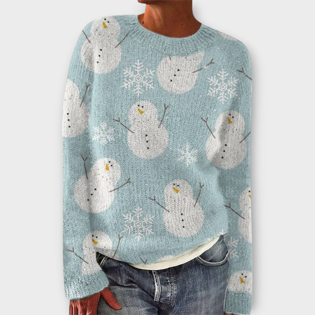 Women’s Christmas Jumper with Festive Pattern, Crew Neck and Relaxed Fit