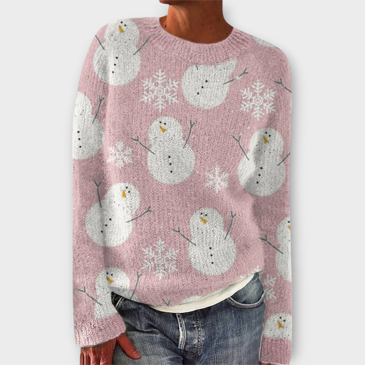 Women’s Christmas Jumper with Festive Pattern, Crew Neck and Relaxed Fit