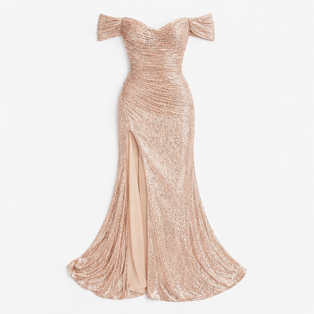 Ball Gown Off-Shoulder with Beaded Detail