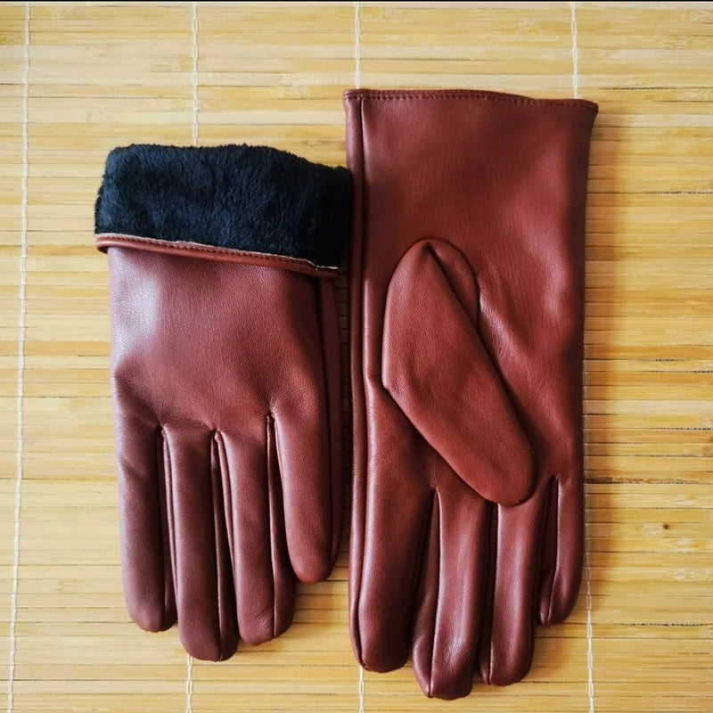 Clara / Women’s Leather Fleece-Lined Winter Gloves