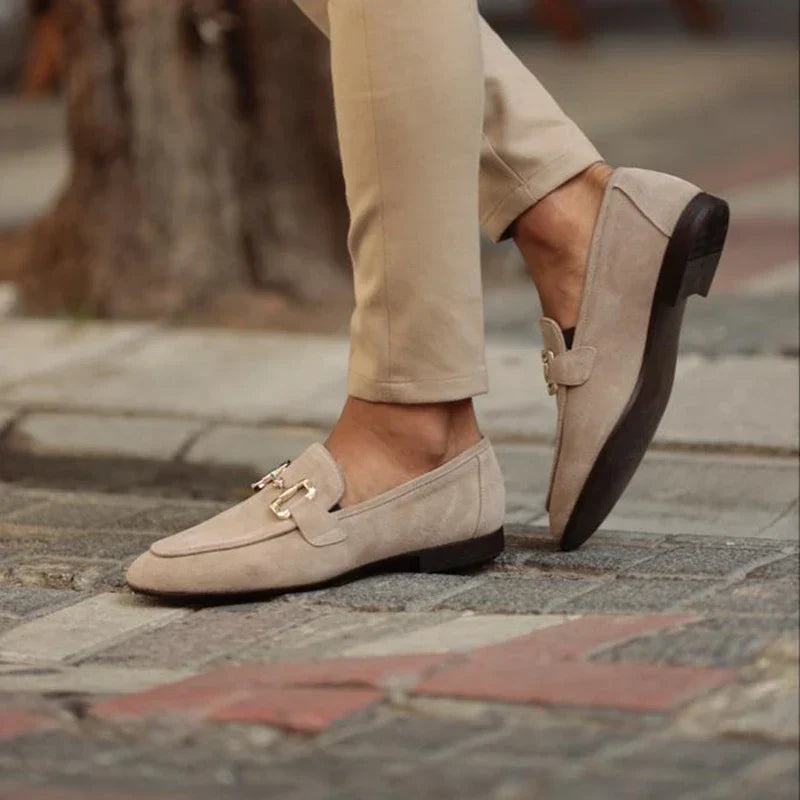 Men's Horsebit Loafers Suede Slip On Metal Buckle Smart Casual