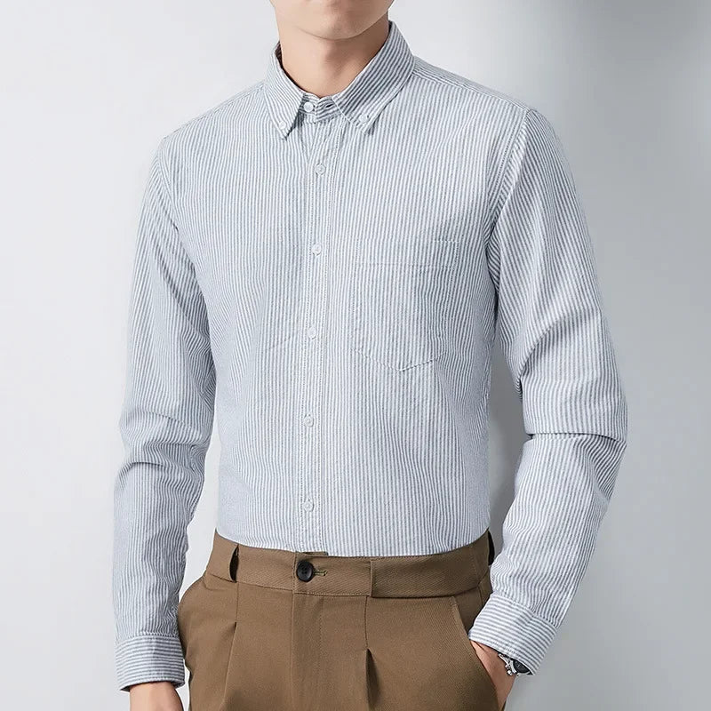 Noir / Men’s Navy Mandarin Collar Shirt