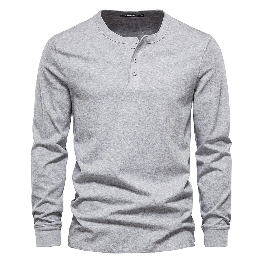 Lachlan | Men's Long-Sleeve Henley Shirt with Button Placket - product photo 3