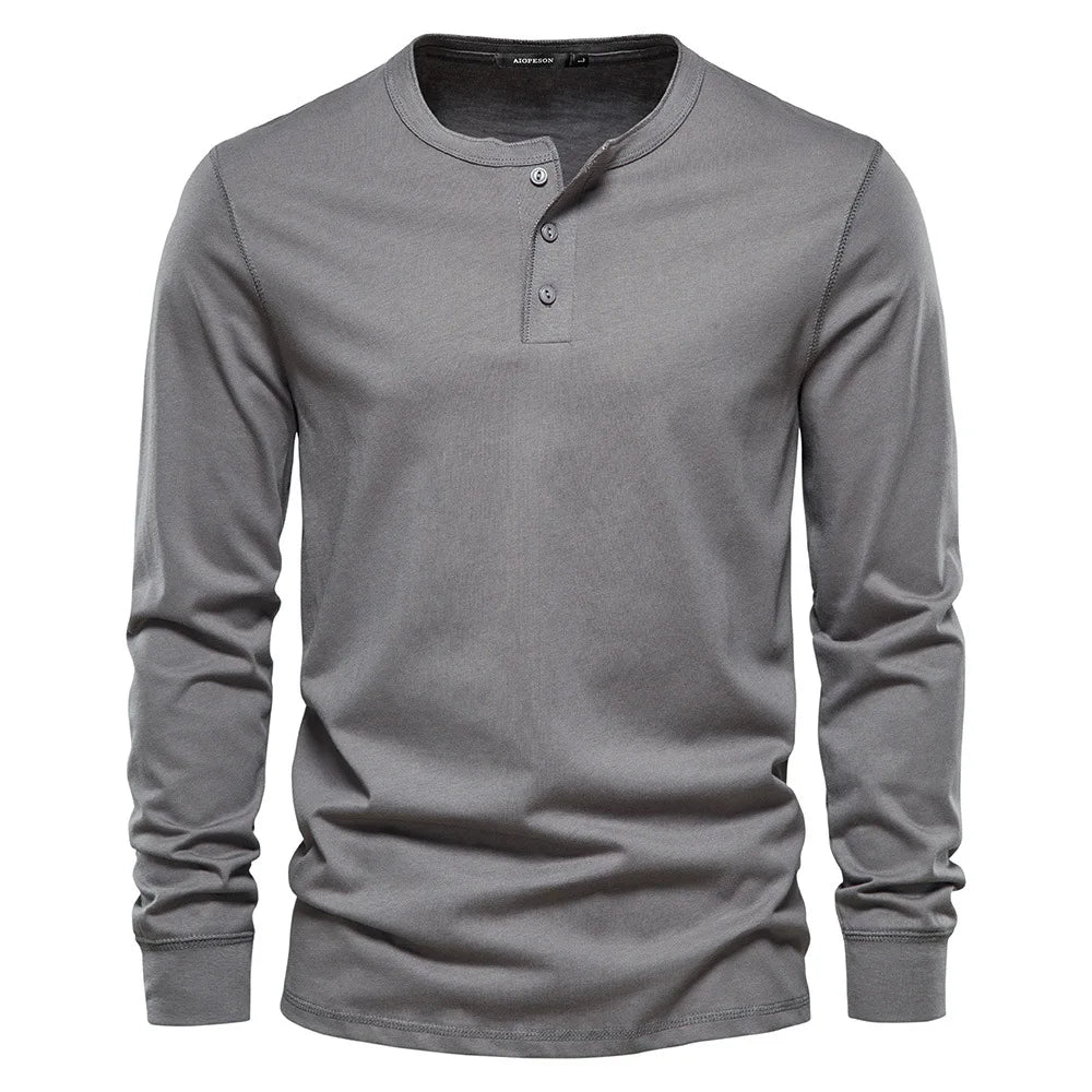 Lachlan | Men's Long-Sleeve Henley Shirt with Button Placket – original product photograph 7