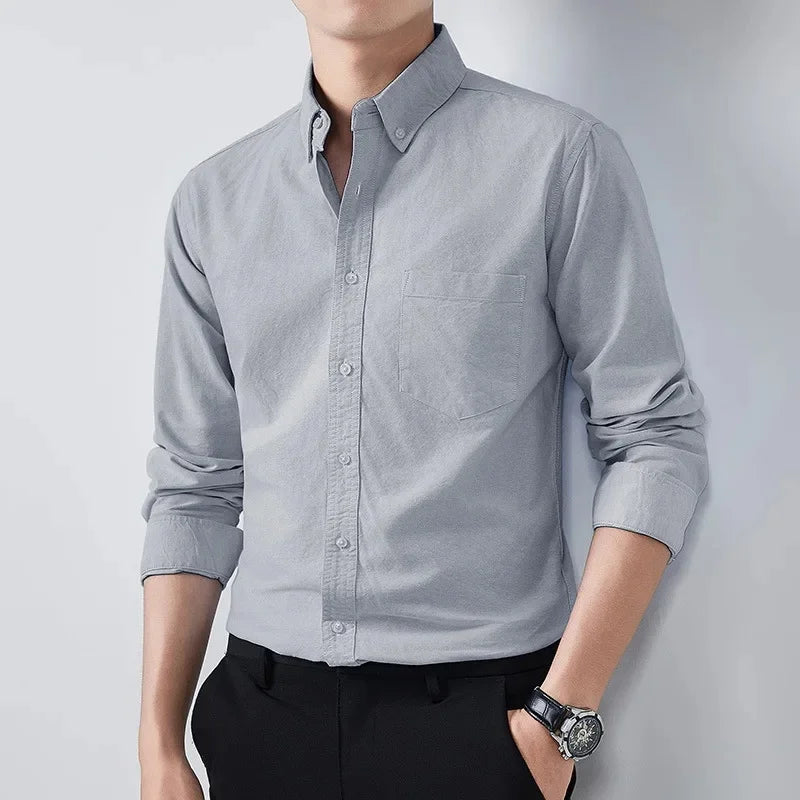 Noir / Men’s Navy Mandarin Collar Shirt