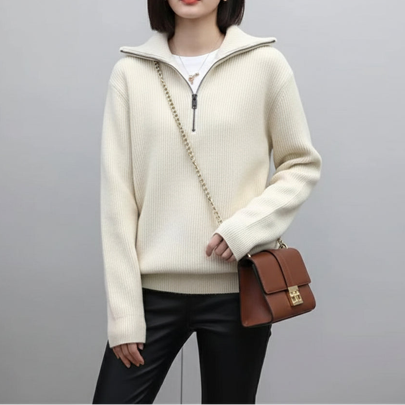 Théa / Women’s Ribbed Half-Zip Sweater