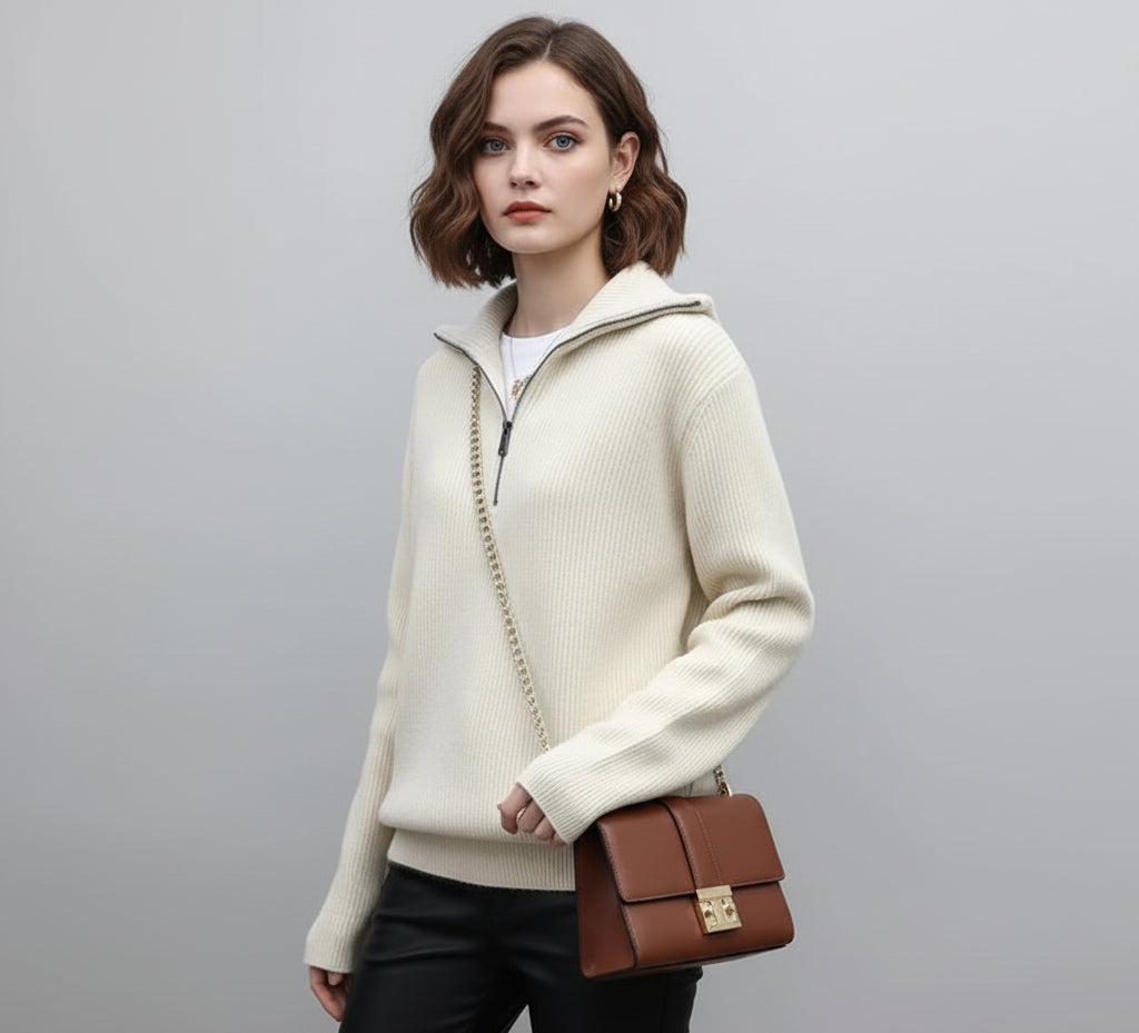 Théa / Women’s Ribbed Quarter-Zip Sweater