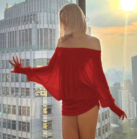 Isaline / Women’s Off-Shoulder Batwing Mini Dress