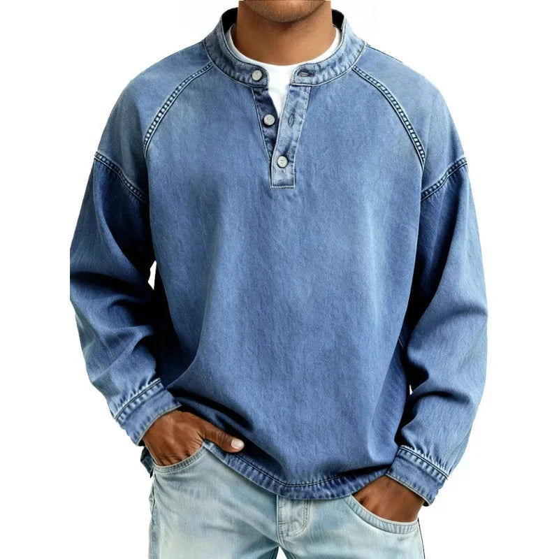 Leander | Men's Vintage Button Long-Sleeve Shirt