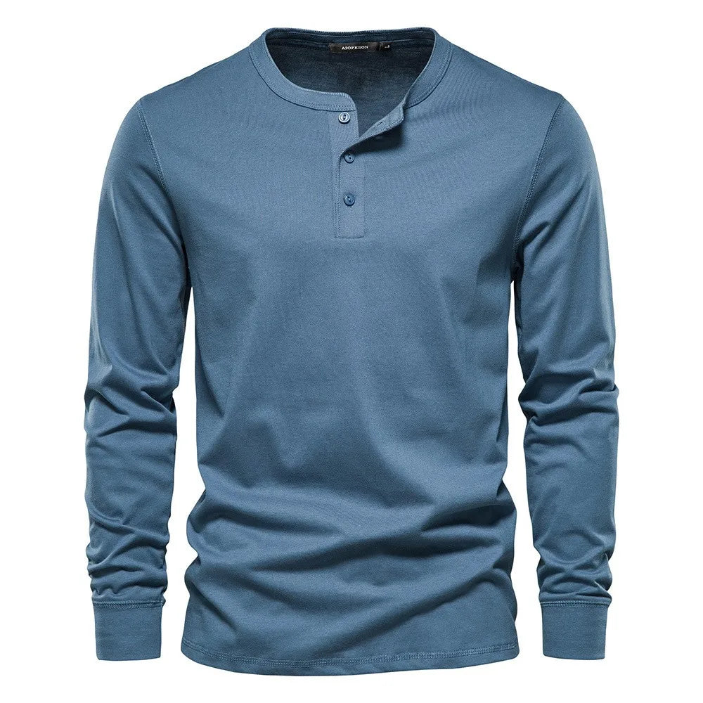 Lachlan | Men's Long-Sleeve Henley Shirt with Button Placket – original product photograph 2