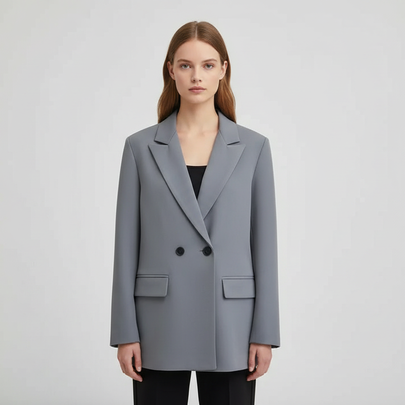 Tailored Blazer Double-Breasted with Notched Lapel