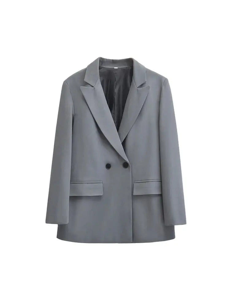 Tailored Blazer Double-Breasted with Notched Lapel