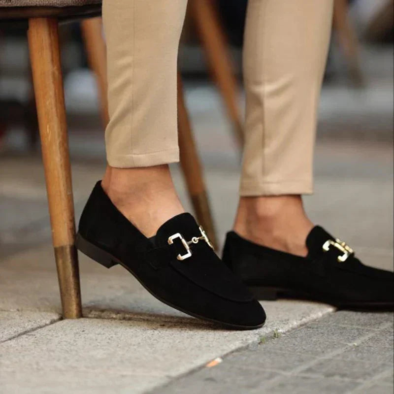 Men's Horsebit Loafers Suede Slip On Metal Buckle Smart Casual