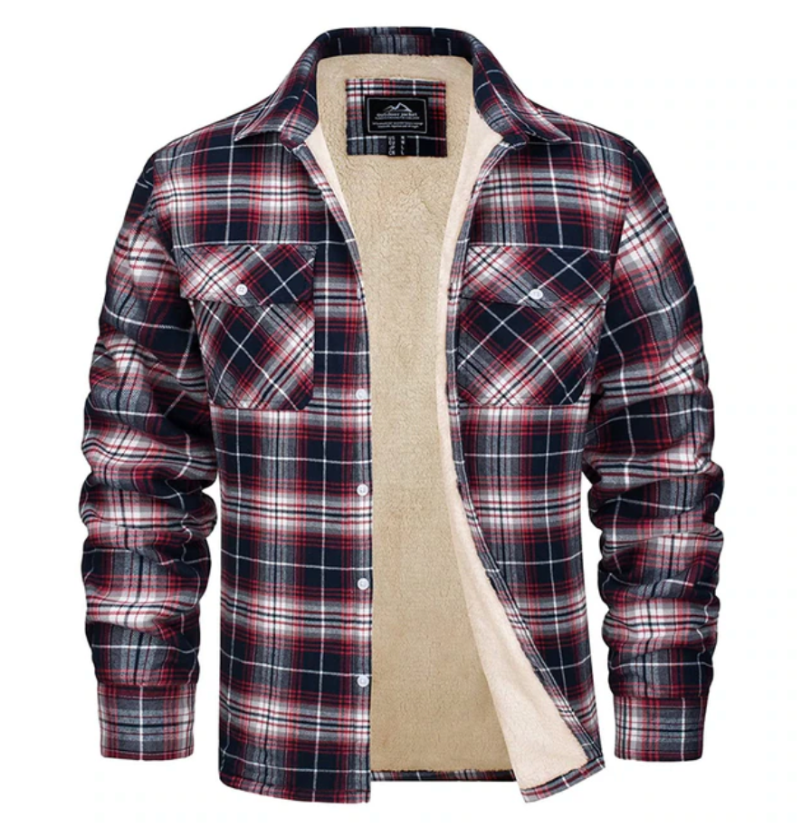 Bastien / Men’s Quilted Check Shirt Jacket with Fleece Lining