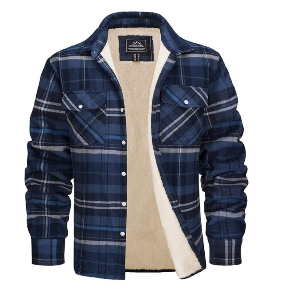 Bastien / Men’s Quilted Check Shirt Jacket with Fleece Lining