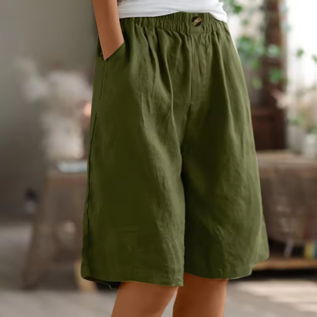 Women's Shorts Elasticated Waist Side Pockets Relaxed Fit Casual