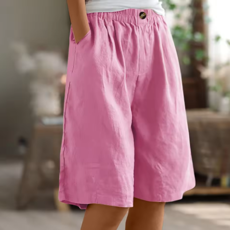 Women's Shorts Elasticated Waist Side Pockets Relaxed Fit Casual