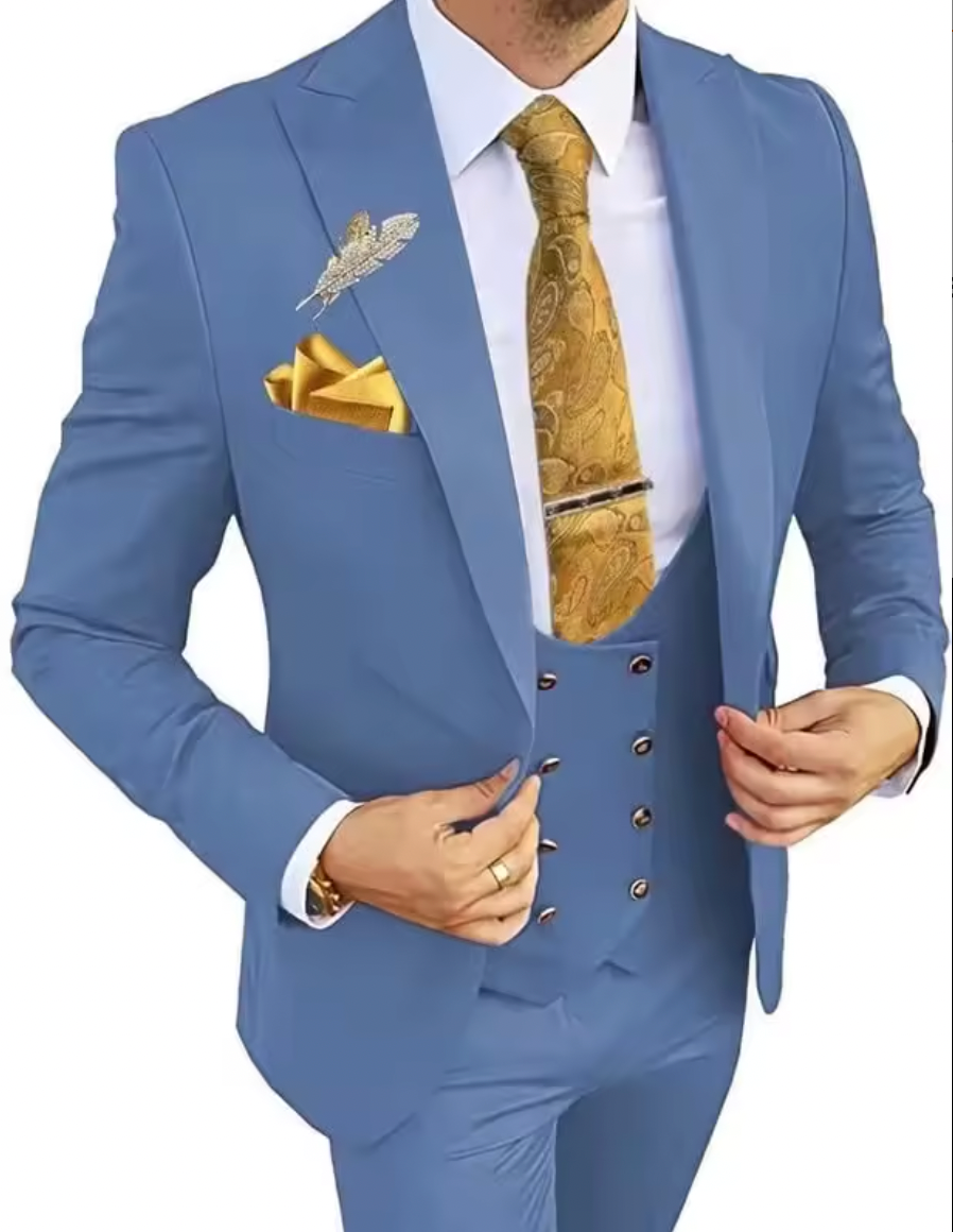 Calderon / Men’s Single-Breasted Business Suit with Notched Collar