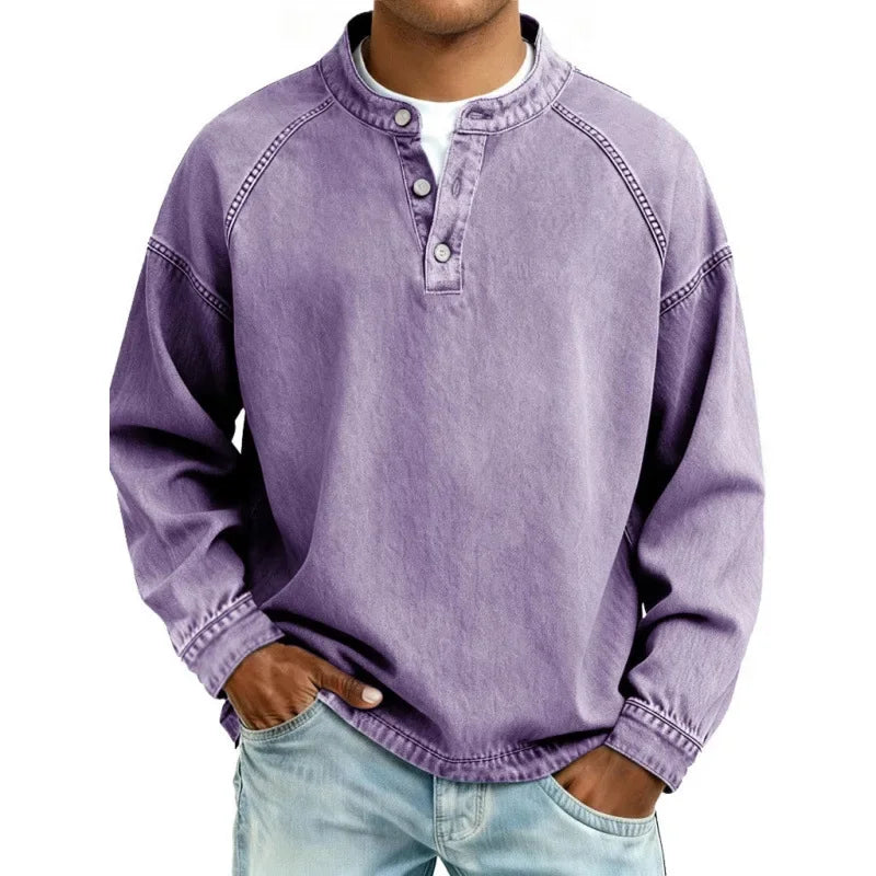 Leander | Men's Vintage Button Long-Sleeve Shirt