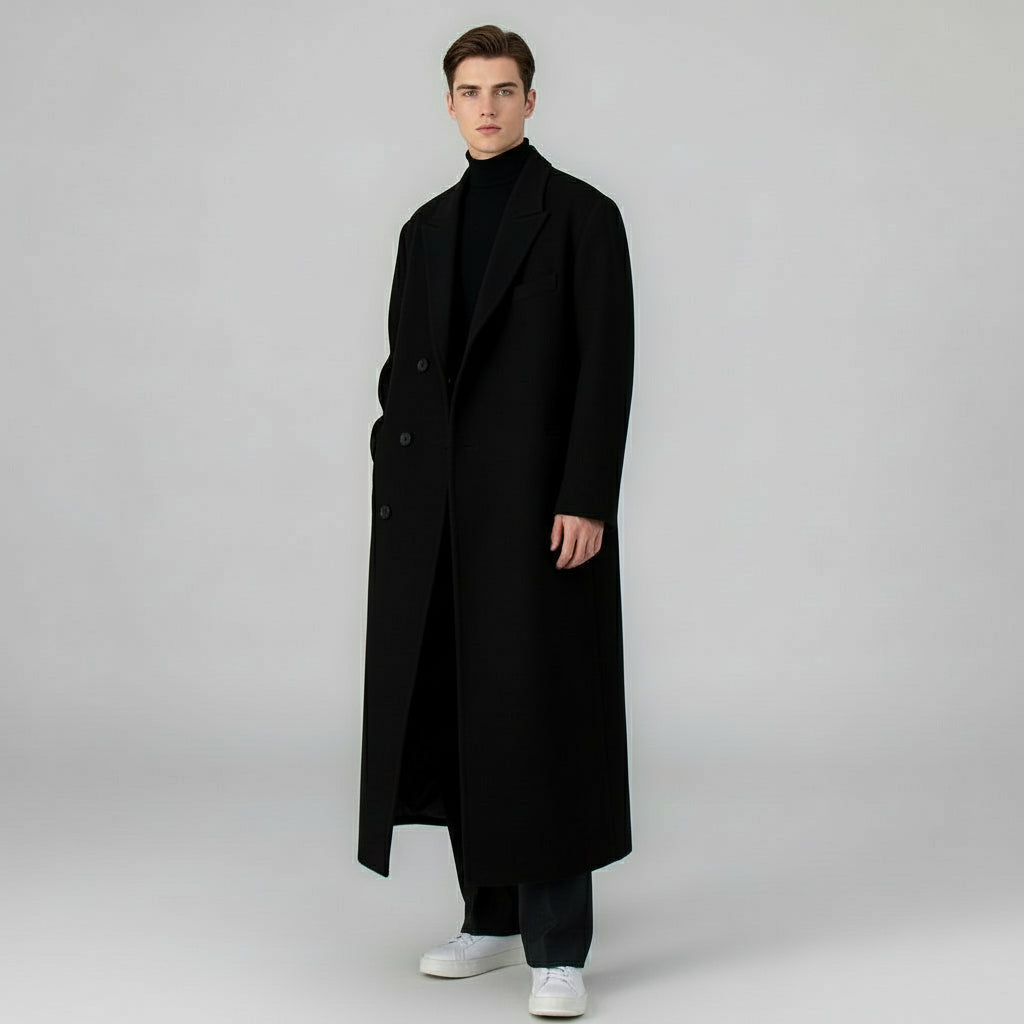 Ronan / Menâs Mid-Length Textured Overcoat