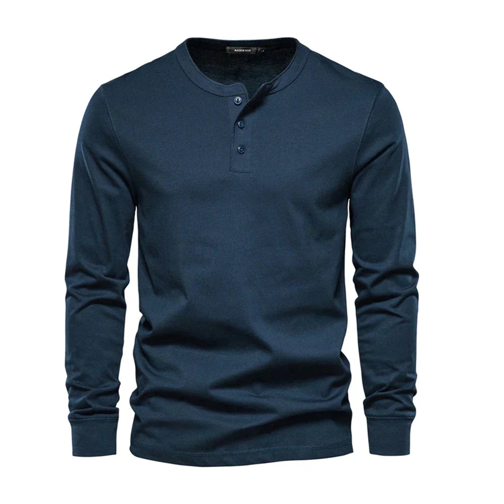 Lachlan | Men's Long-Sleeve Henley Shirt with Button Placket – original product photograph 1
