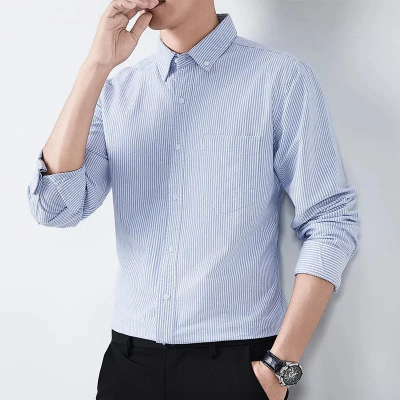 Noir / Men’s Navy Mandarin Collar Shirt