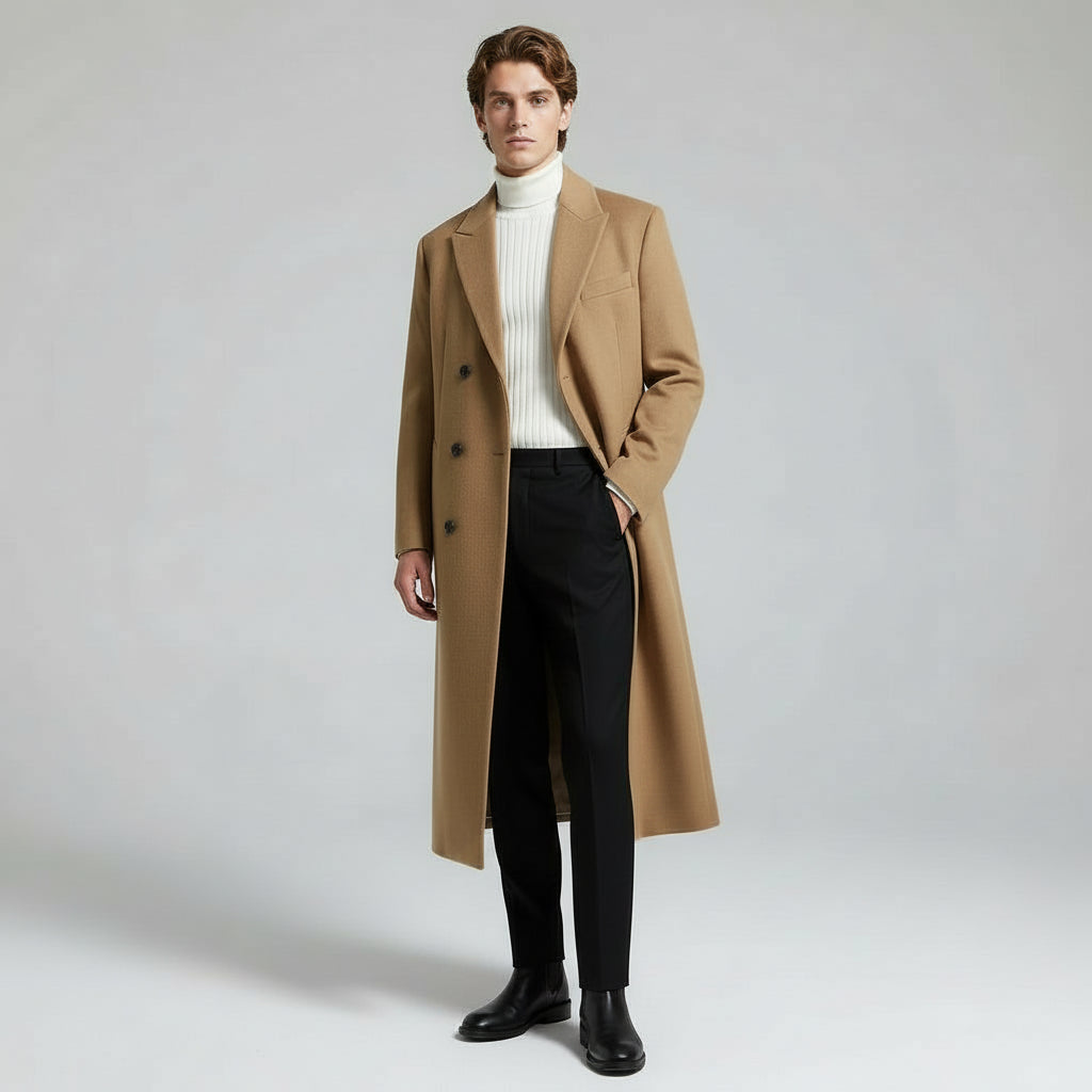 Ronan / Men’s Mid-Length Textured Overcoat