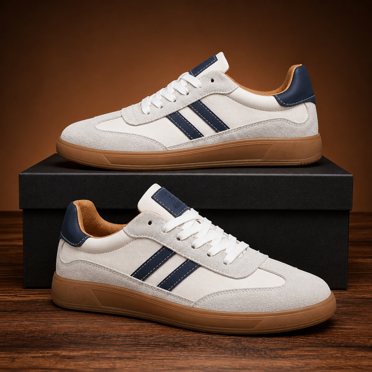 Men's Nubuck Leather Sneakers Low Top Lace Up