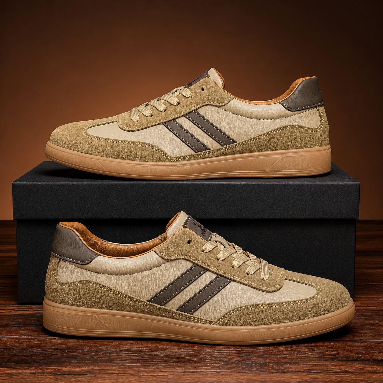 Men's Nubuck Leather Sneakers Low Top Lace Up