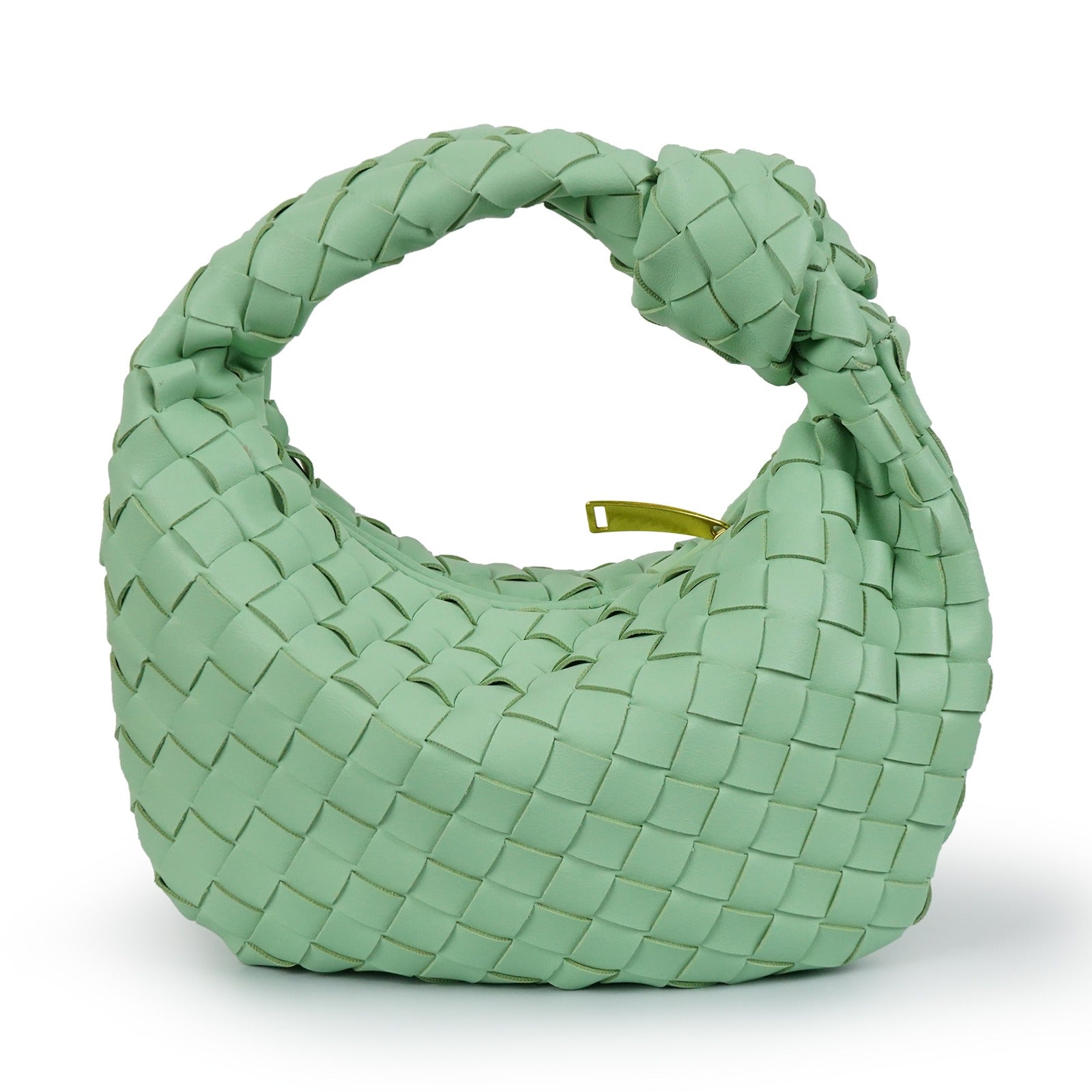 Women’s Woven Faux Leather Mini Bag with Crescent Shape, Integrated Handle and Zip Closure