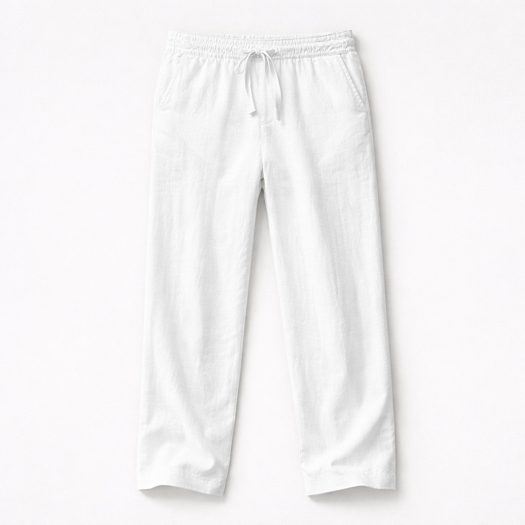 Trousers in Linen-Cotton with Elastic Waist