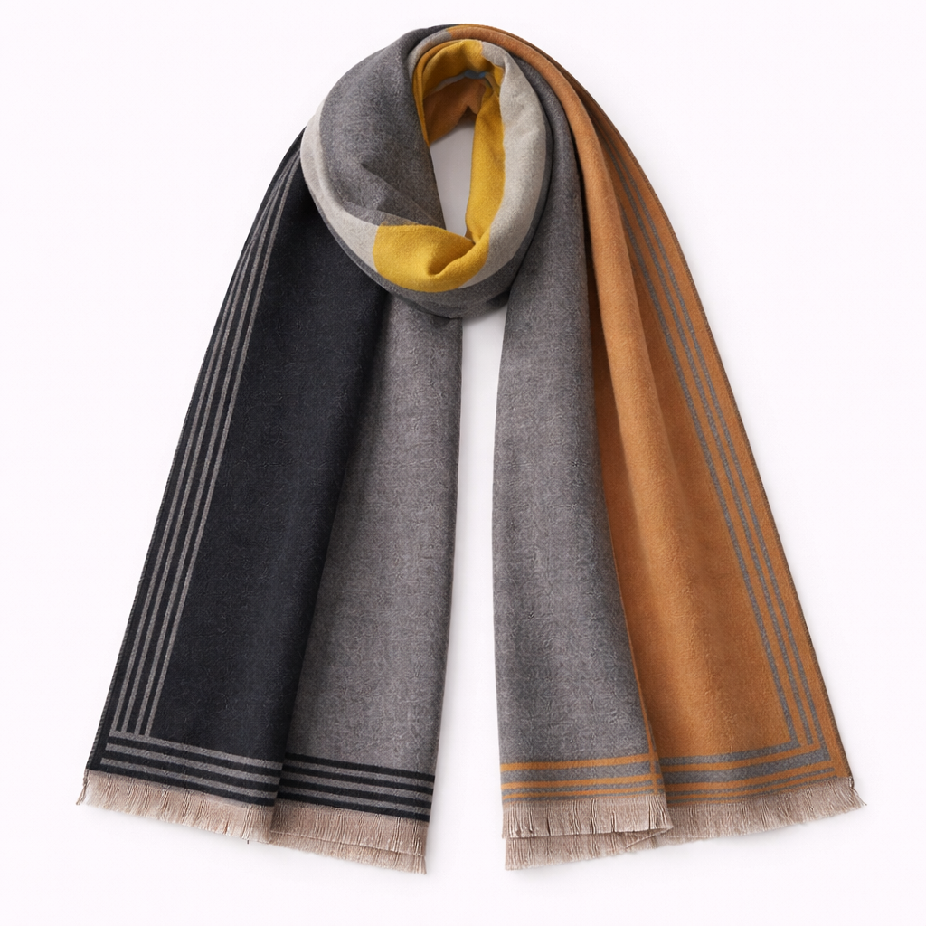 Scarf in Wool Blend with Block Colour