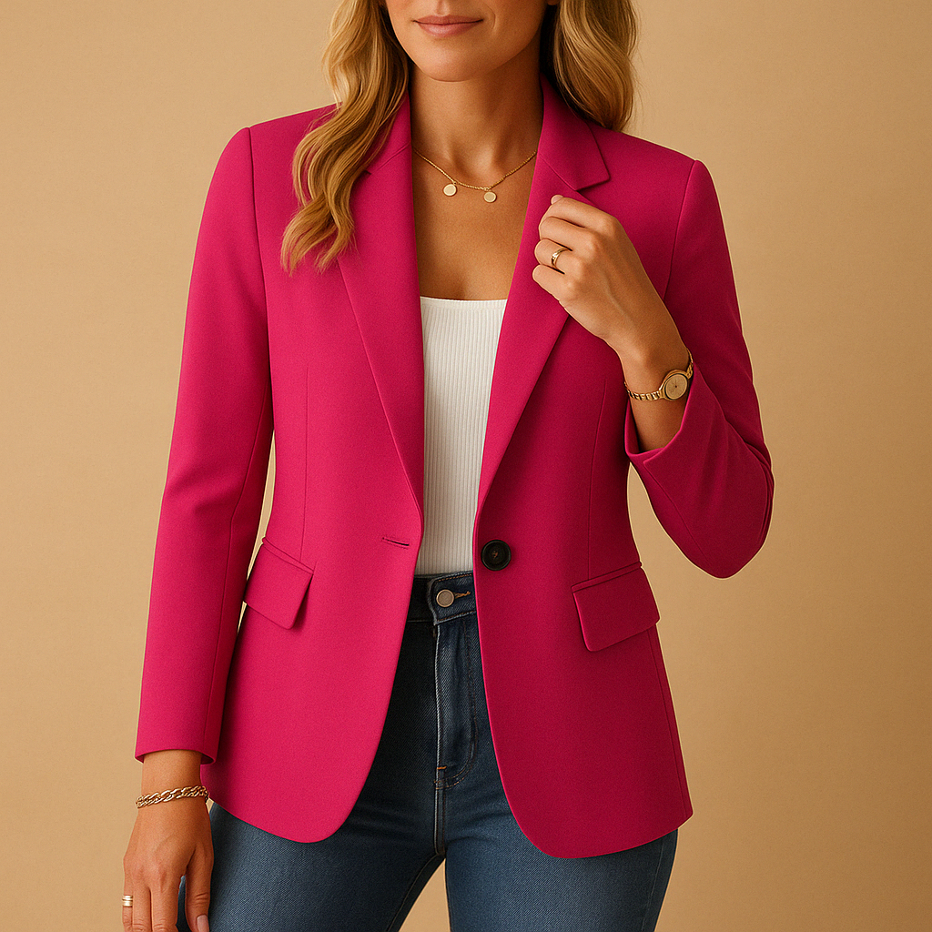 Women’s Tailored Single-Breasted Blazer with Single Button and Notch Lapels