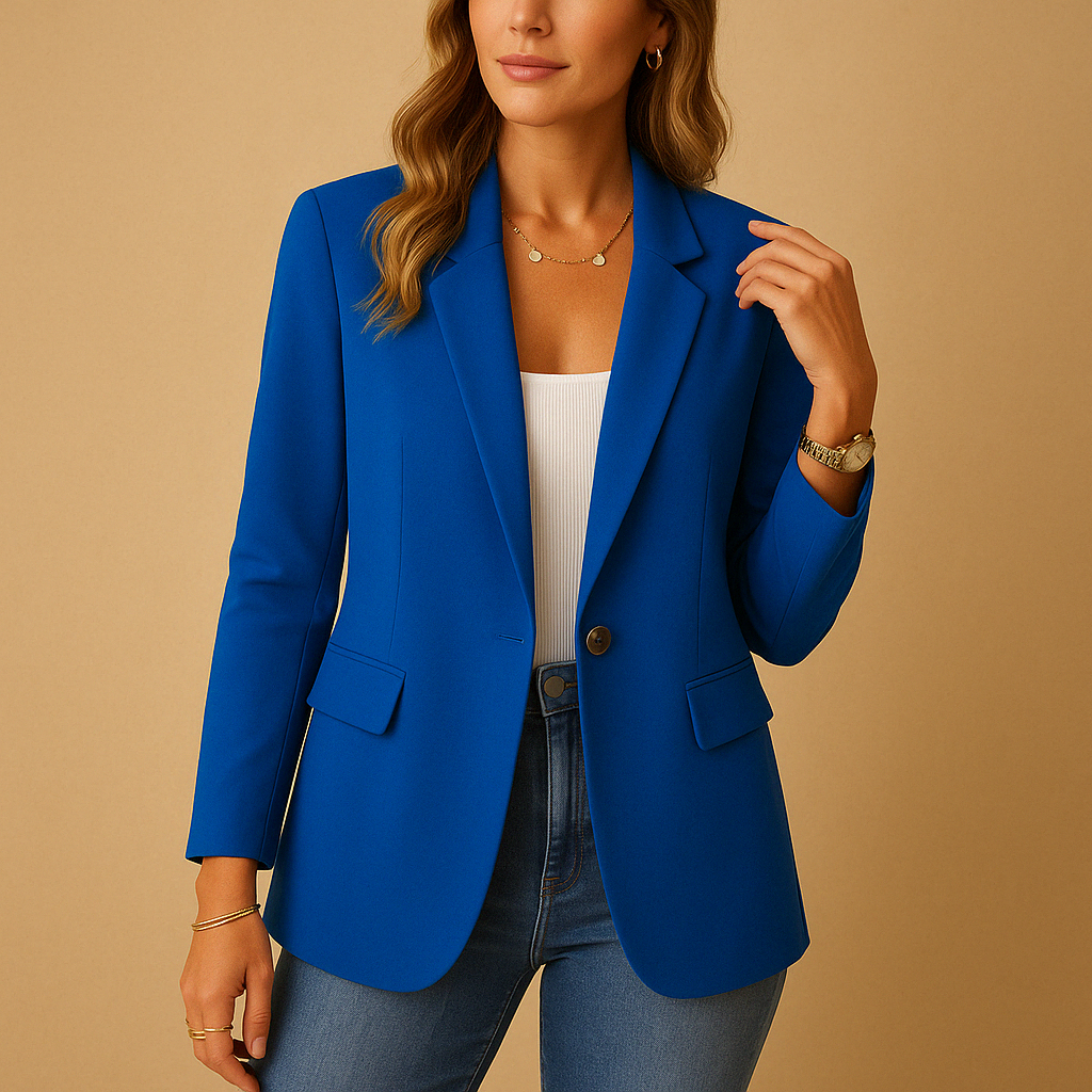 Women’s Tailored Single-Breasted Blazer with Single Button and Notch Lapels