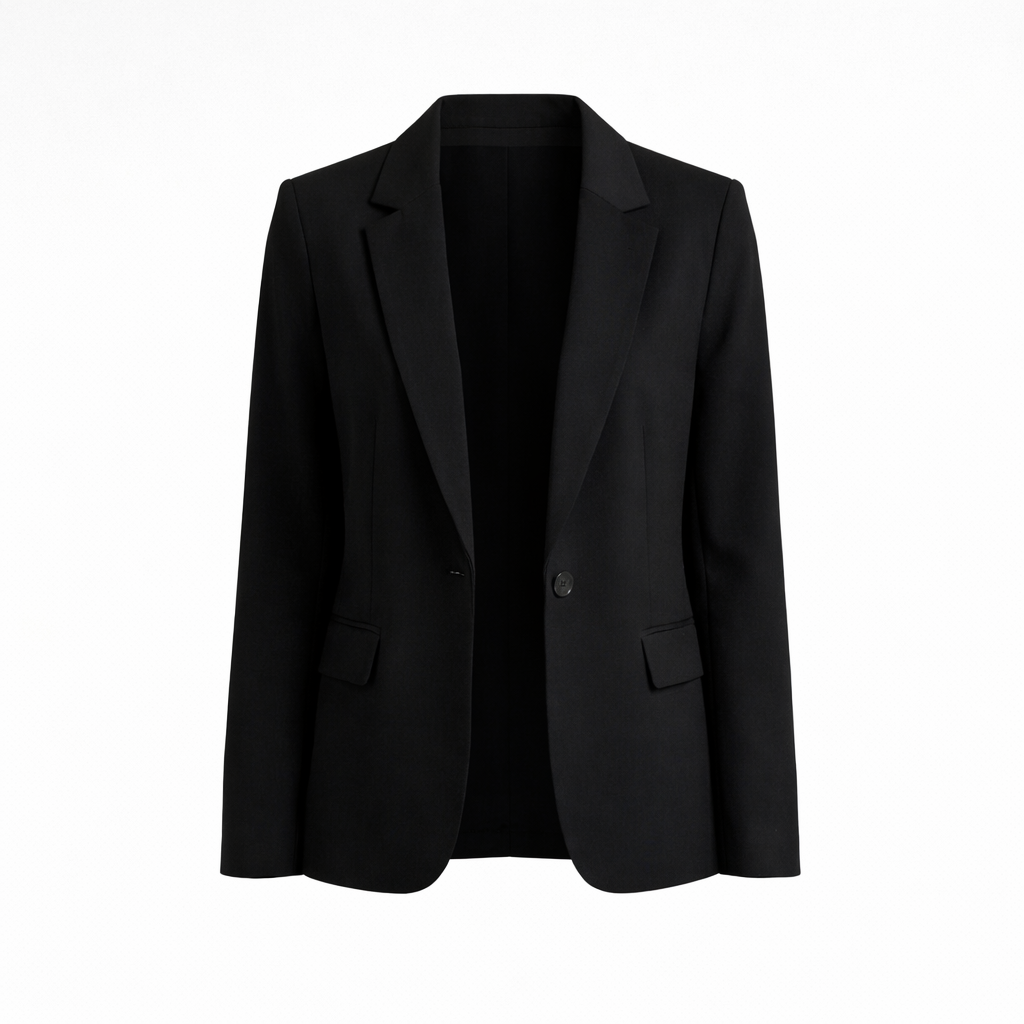 Tailored Blazer with Single Button Closure