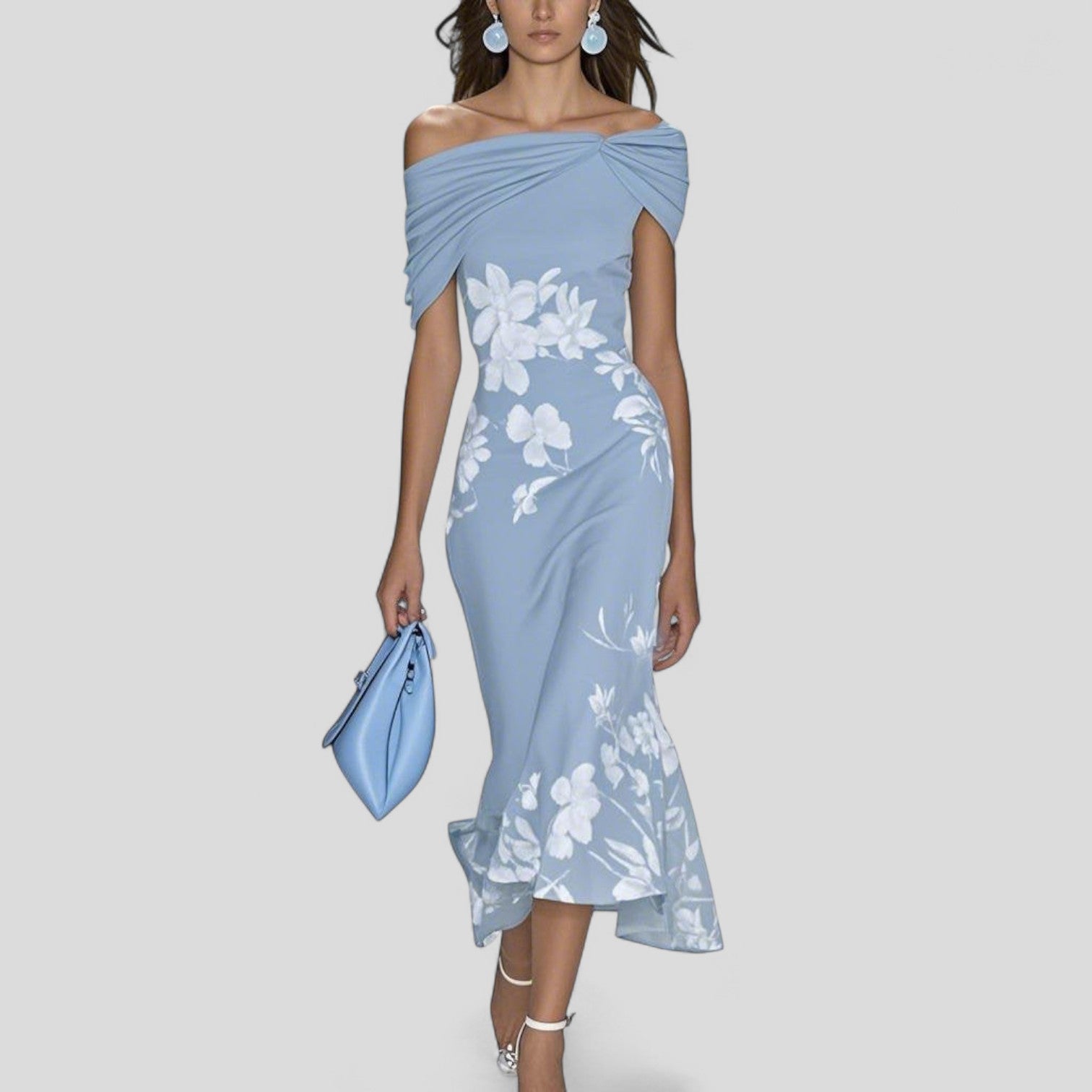 Women's Midi Dress Cotton Relaxed Fit Floral Print