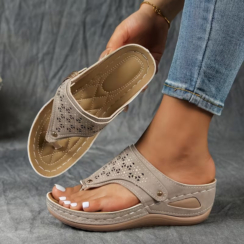 Arch Support Wedge Sandals Women Cushioned Sole Slip On Posture Enhancing
