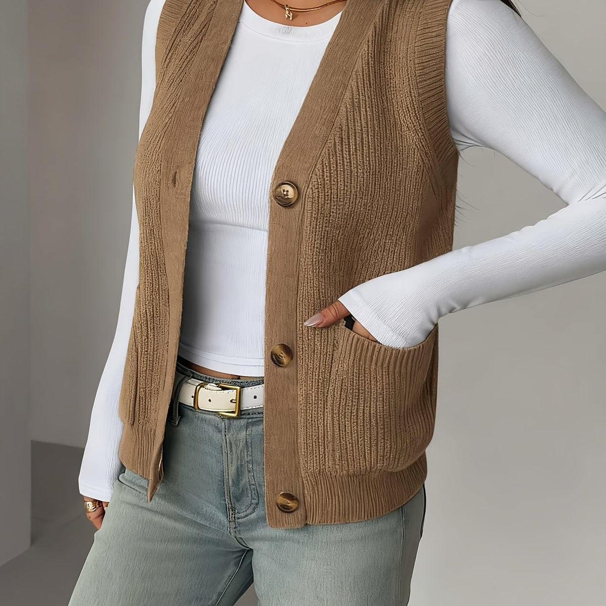 Phoebe | Women's Button-Front Knit Vest