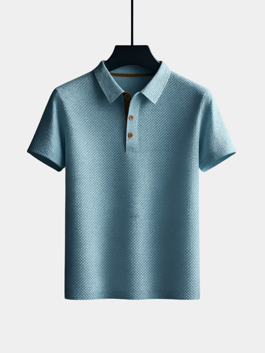 Dumain / Menâs Short Sleeve Polo Shirt with Textured Knit
