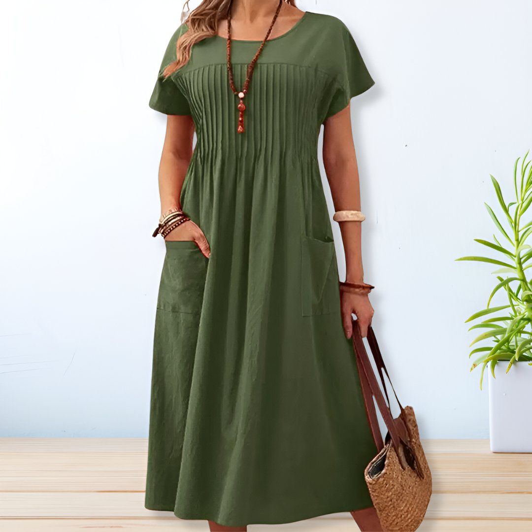 Relaxed Fit Dress Women Cotton Short Sleeve