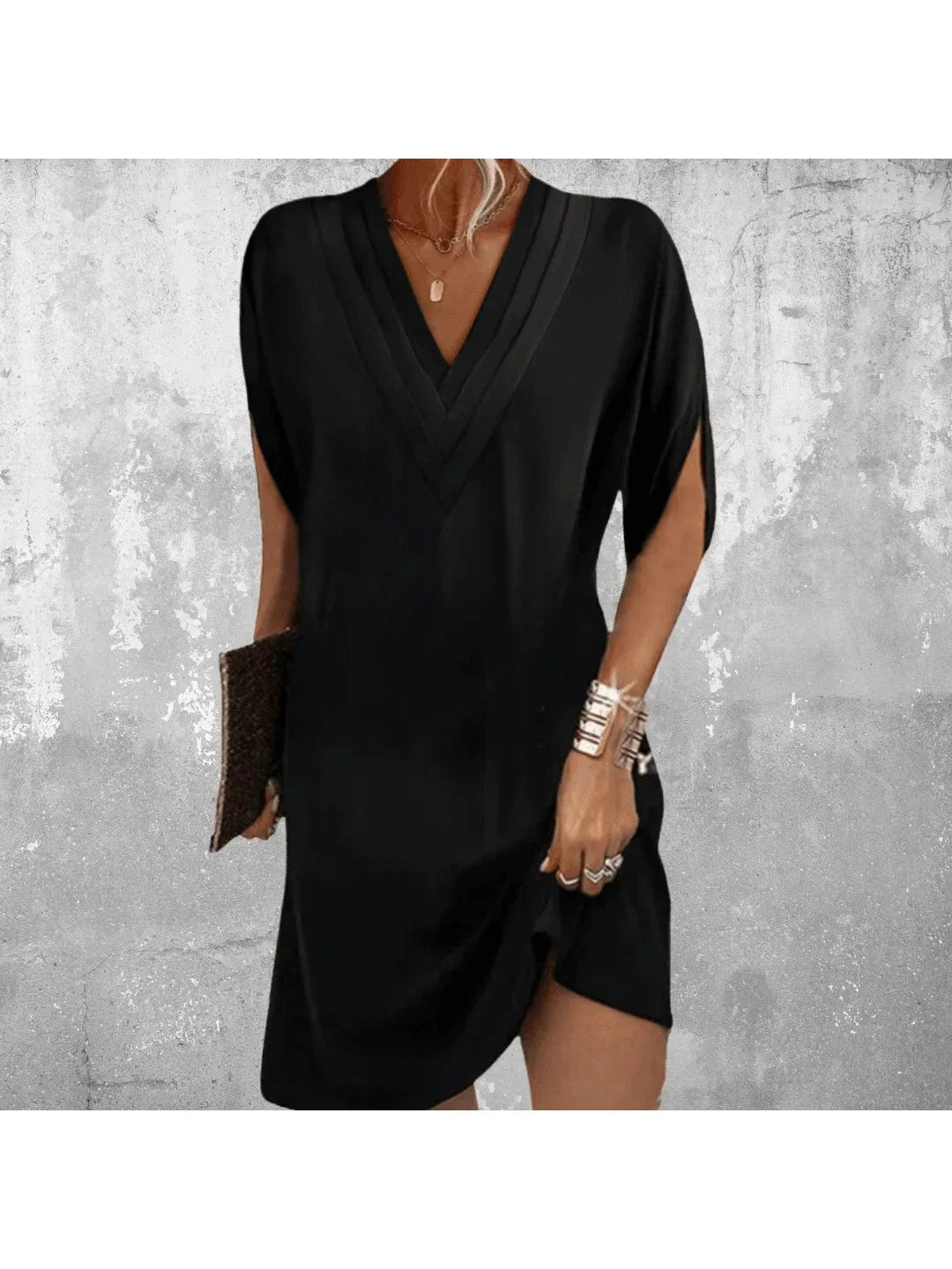 Mini Dress Women's Stretch Fabric V Neckline