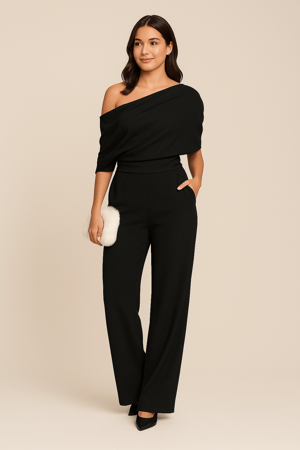 Jovina / Women’s Polyester-Blend Wide-Leg Jumpsuit with Tie Waist