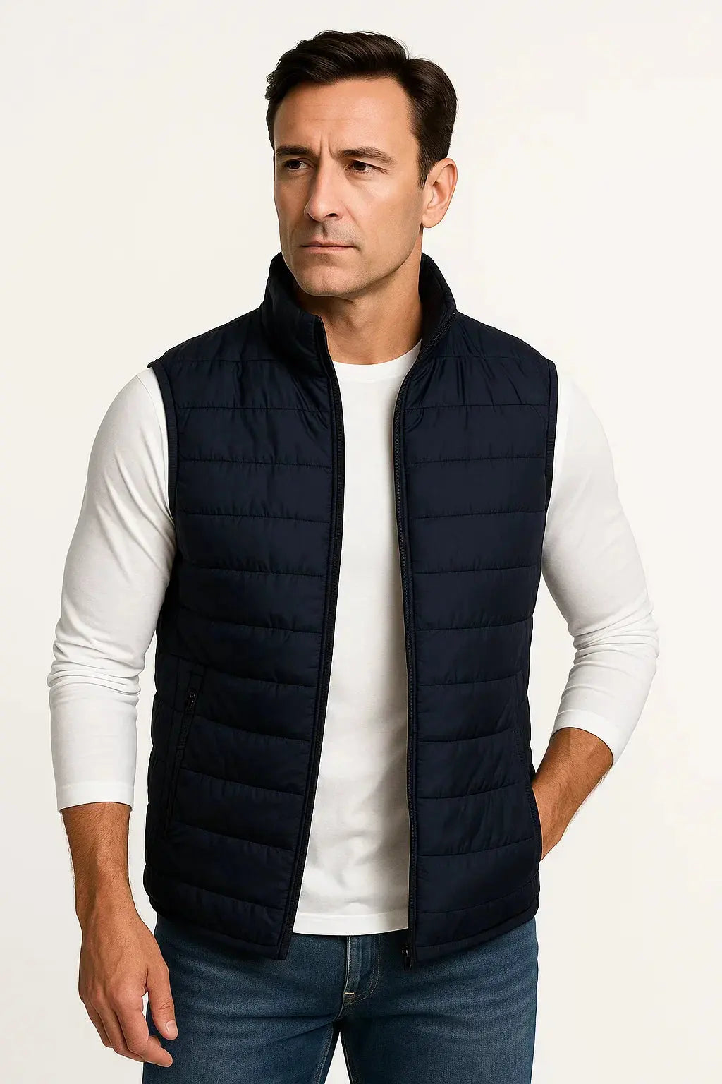 Rupert | Men's Padded Sleeveless Winter Gilet with Stand Collar - product photo 1
