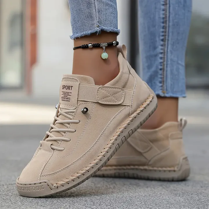 Women Sneaker Leather Slip On Cushioned Wide Fit